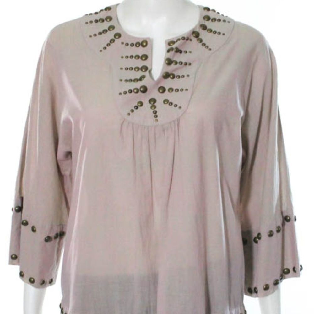 James Coviello Taupe Pink Metal Studded Top Sz 2